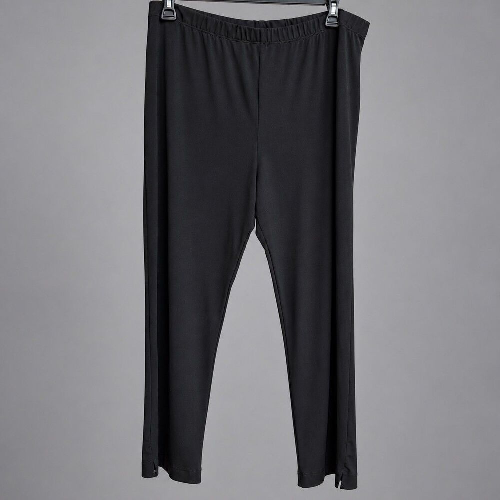 Jess & Jane Jet Black Ankle Pants Legging Plus Size 1X Elastic Waist Made in USA